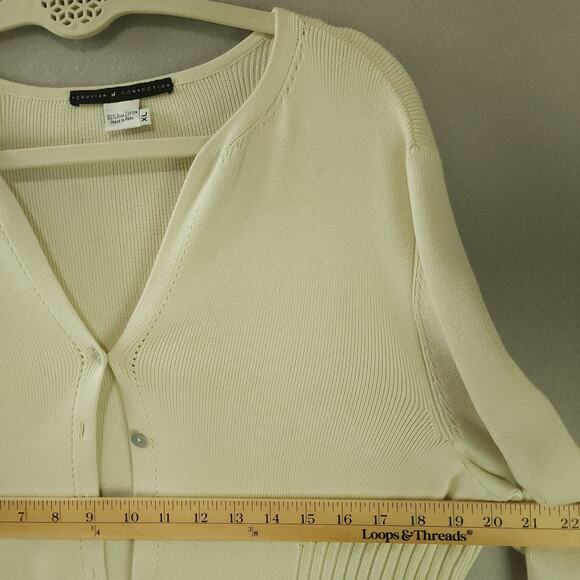 Peruvian Connection Cardigan Cream XL Button-Up 100% Pima Cotton - Picture 4 of 9